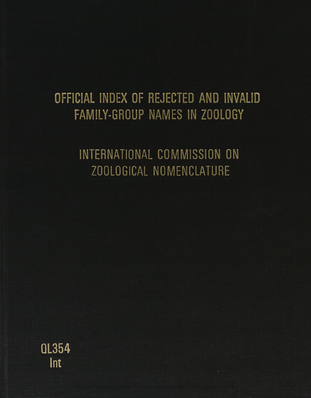 Miniature of Official Index of Rejected and Invalid Family-Group Names in Zoology