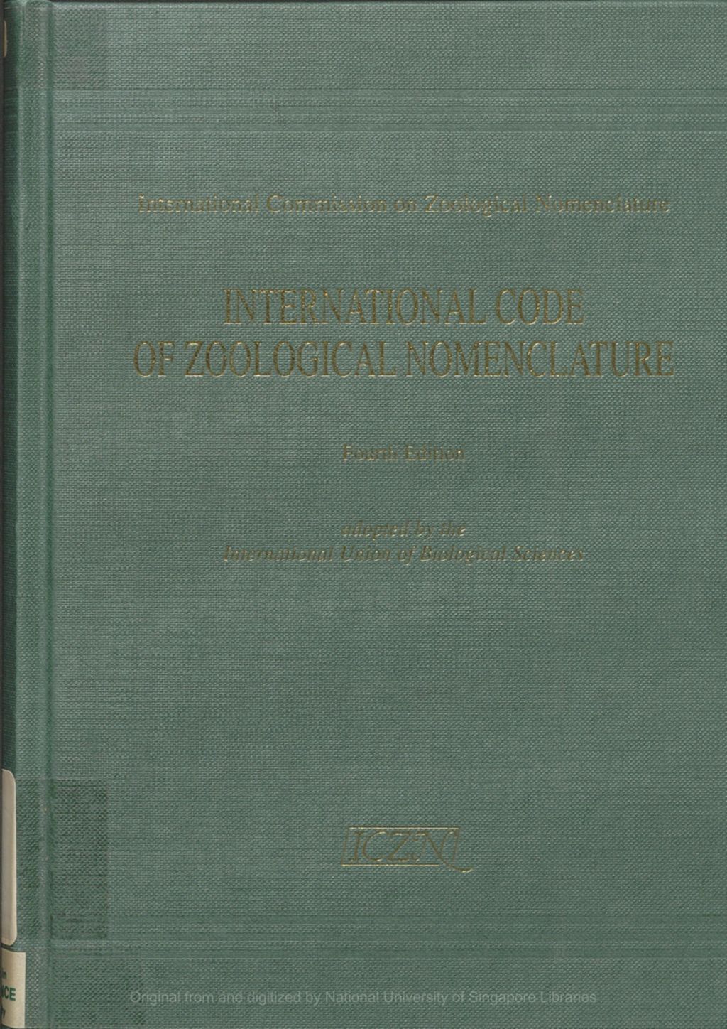 Miniature of International Code of Zoological Nomeclature