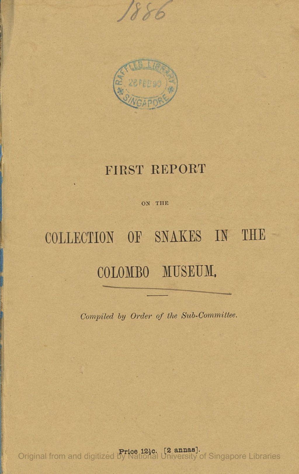 Miniature of First Report on the Collection of Snakes in the Colombo Museum