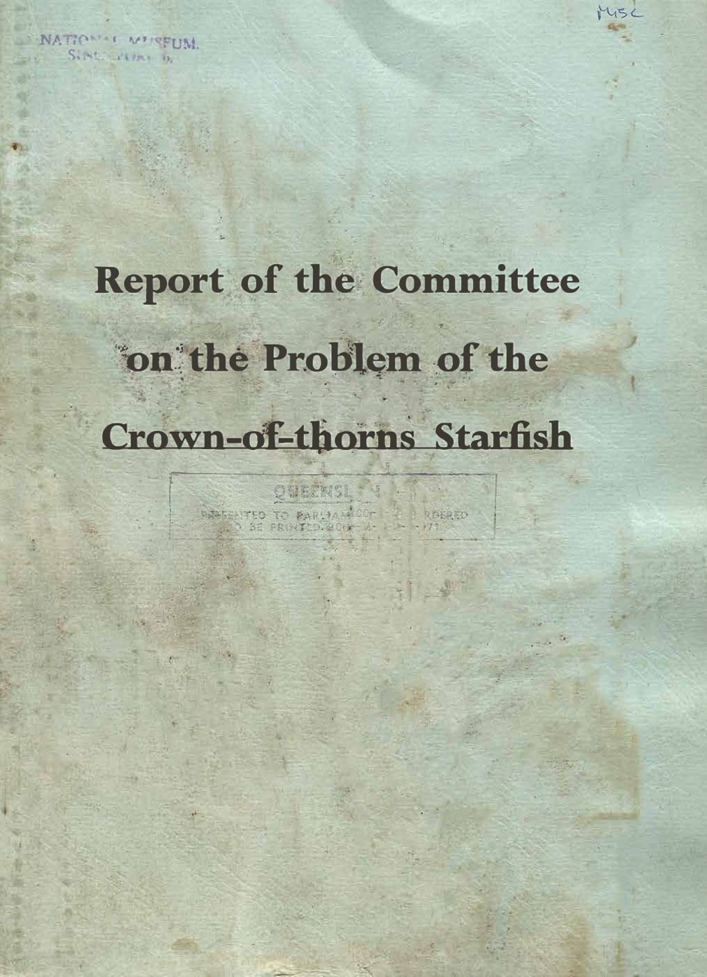 Miniature of Report of the Committee Appointed by the Commonwealth and Queensland Governments on the Problem of the Crown-of-thorns Starfish ( Acanthaster planci)