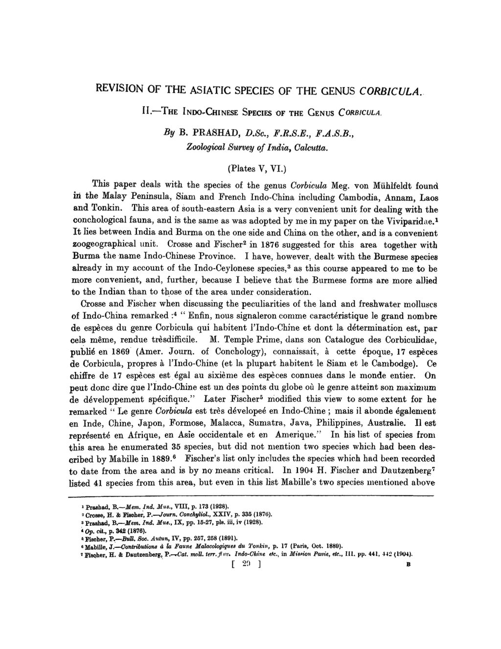 Miniature of Revision of the Asiatic Species of the Genus Corbicula: the Indo-Chinese Species of the Genus Corbicula