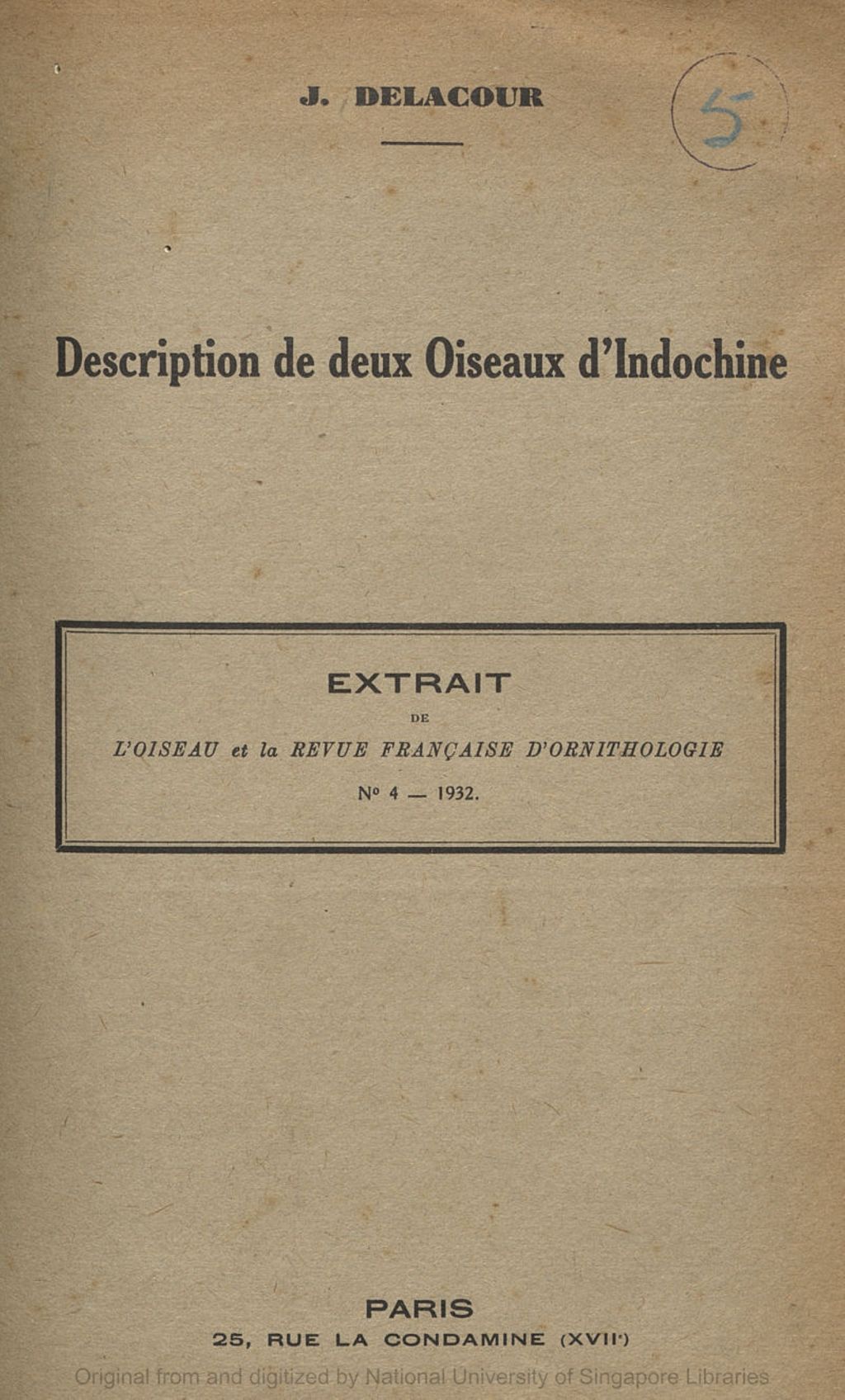 Miniature of Description de deux Oiseaux d'Indochine