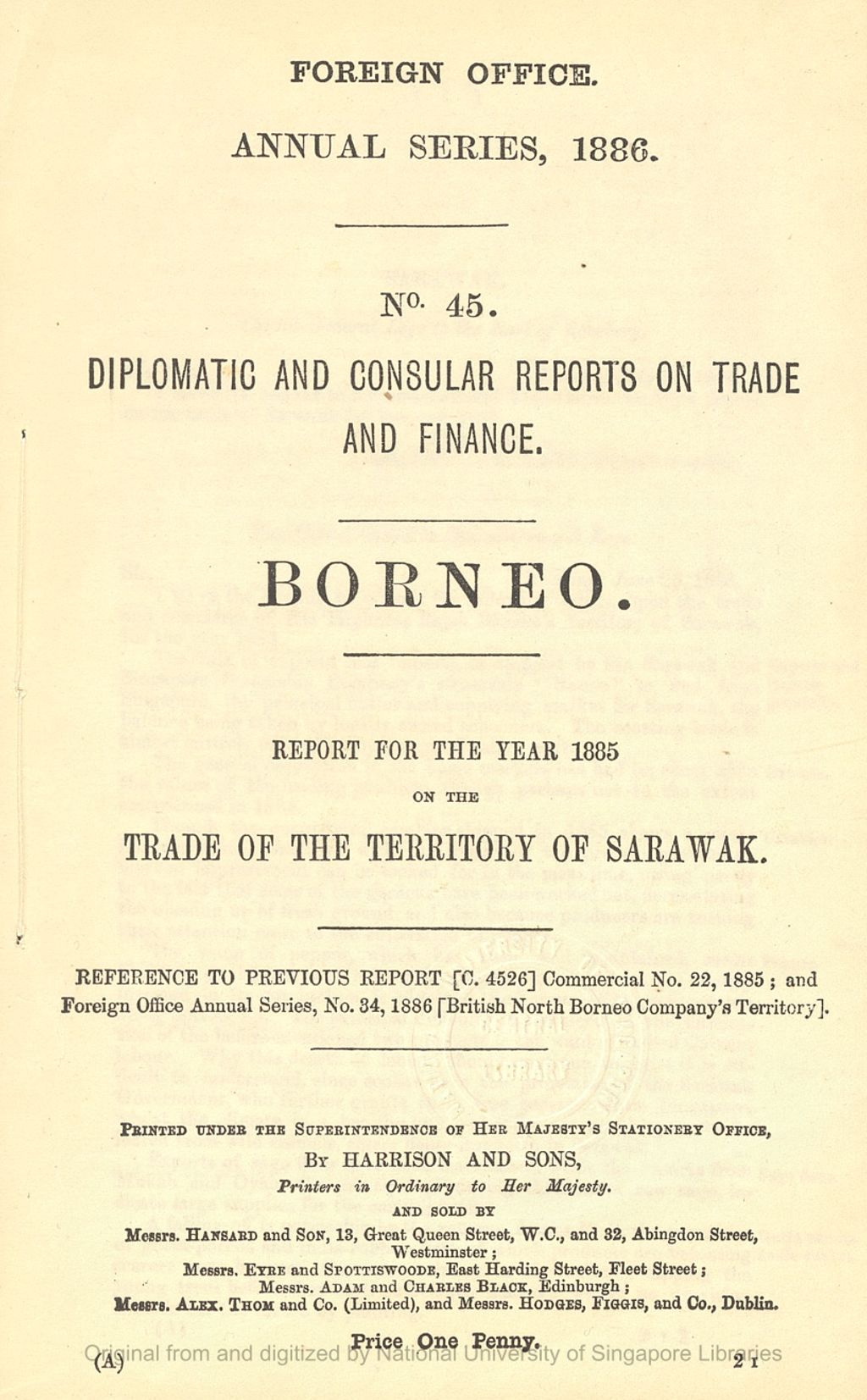 Miniature of Report for the year ... on the trade of the territory of Sarawak