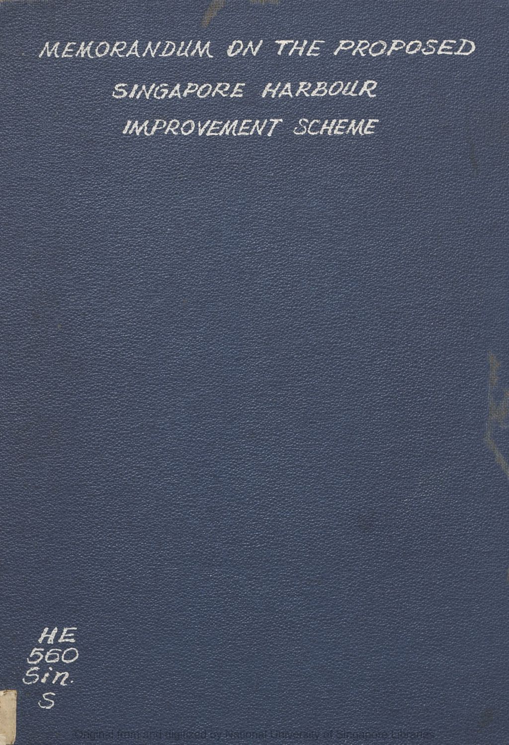 Miniature of Memorandum on the proposed Singapore Harbour Improvement Scheme