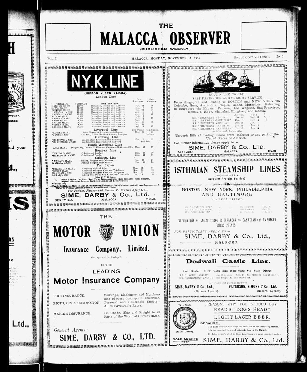 Miniature of Malacca Observer 17 November 1924