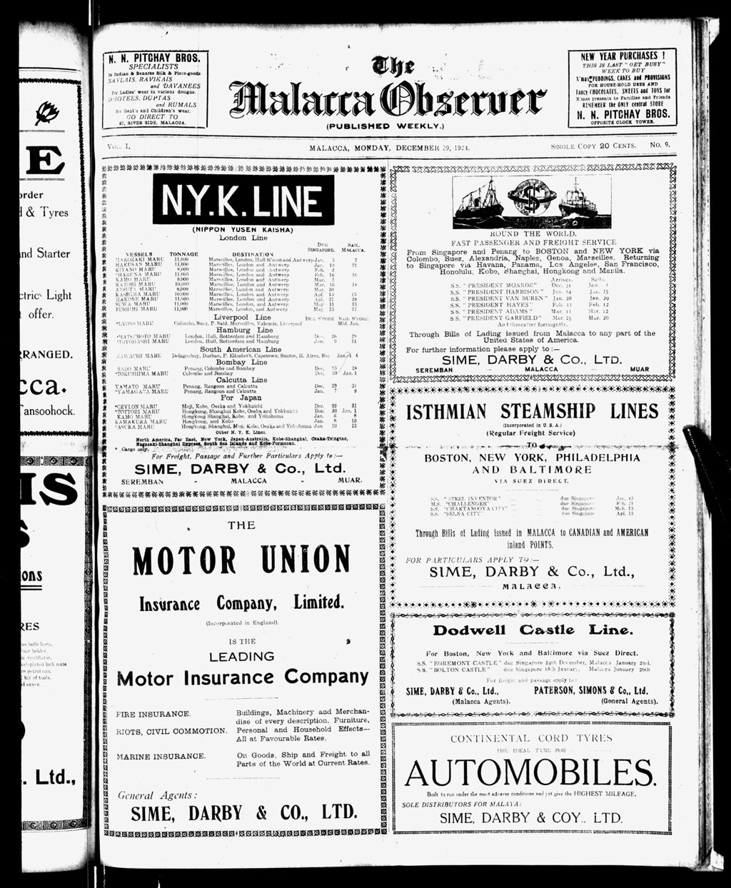 Miniature of Malacca Observer 29 December 1924