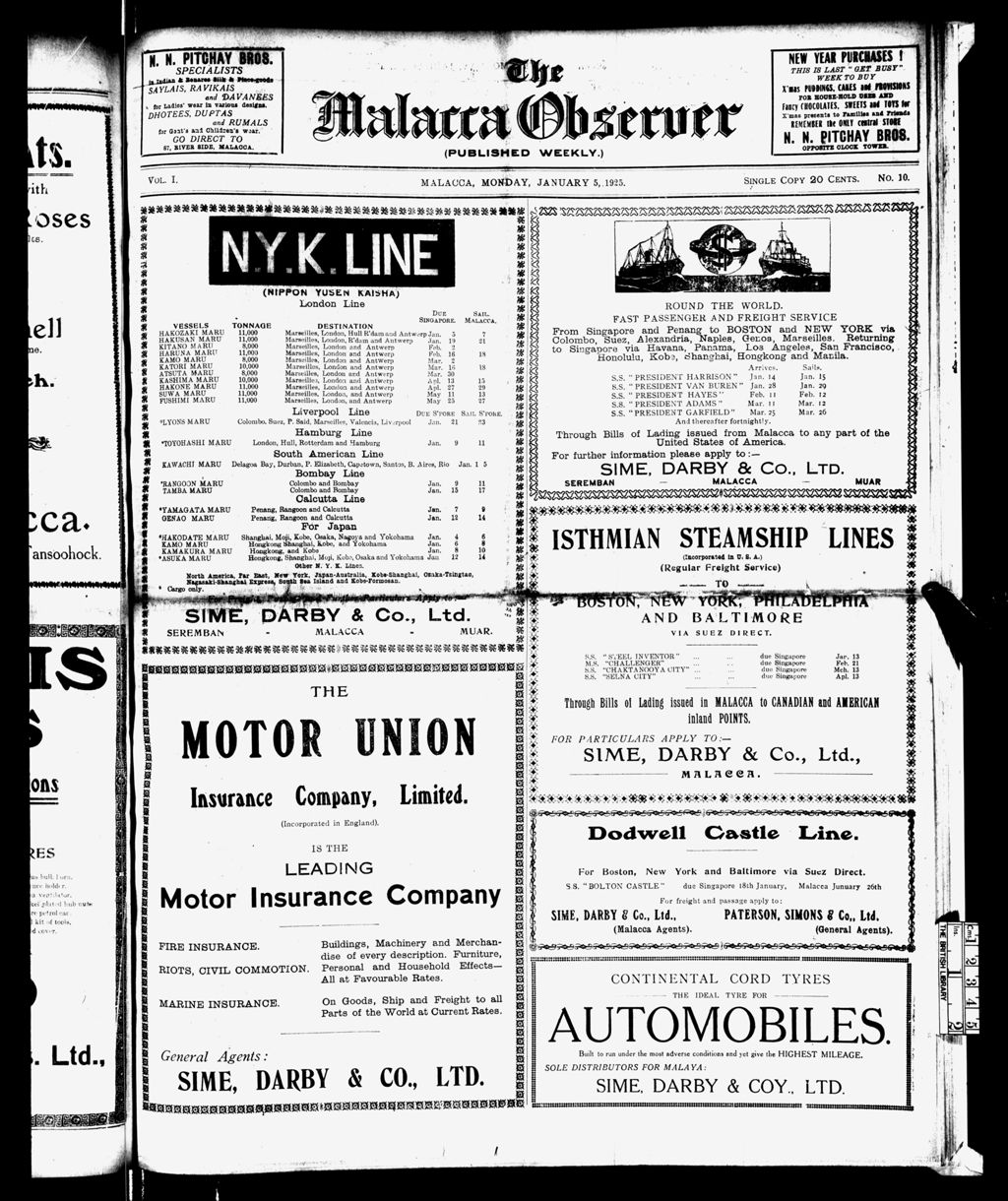 Miniature of Malacca Observer 05 January 1925