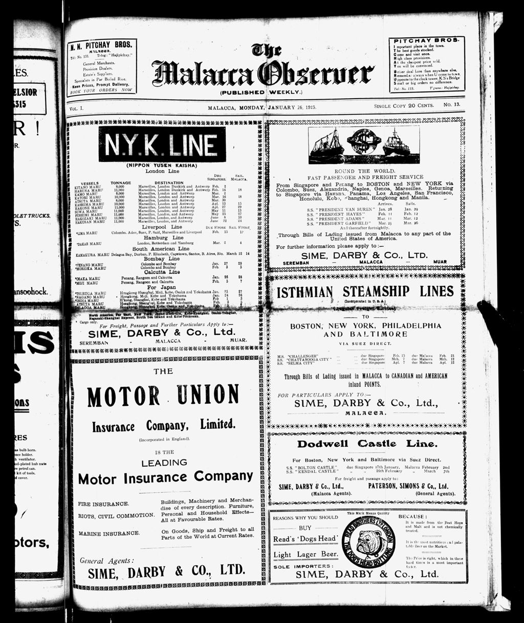 Miniature of Malacca Observer 26 January 1925