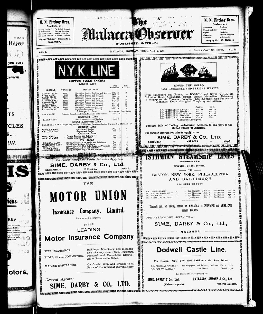 Miniature of Malacca Observer 09 February 1925