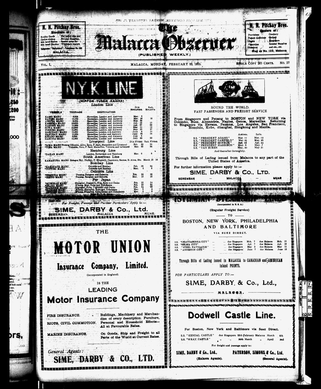 Miniature of Malacca Observer 23 February 1925