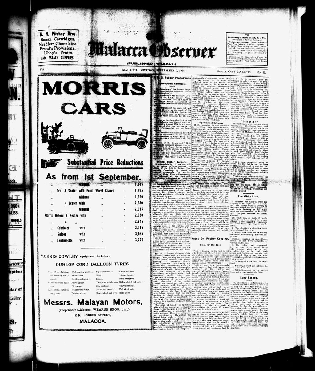 Miniature of Malacca Observer 07 September 1925