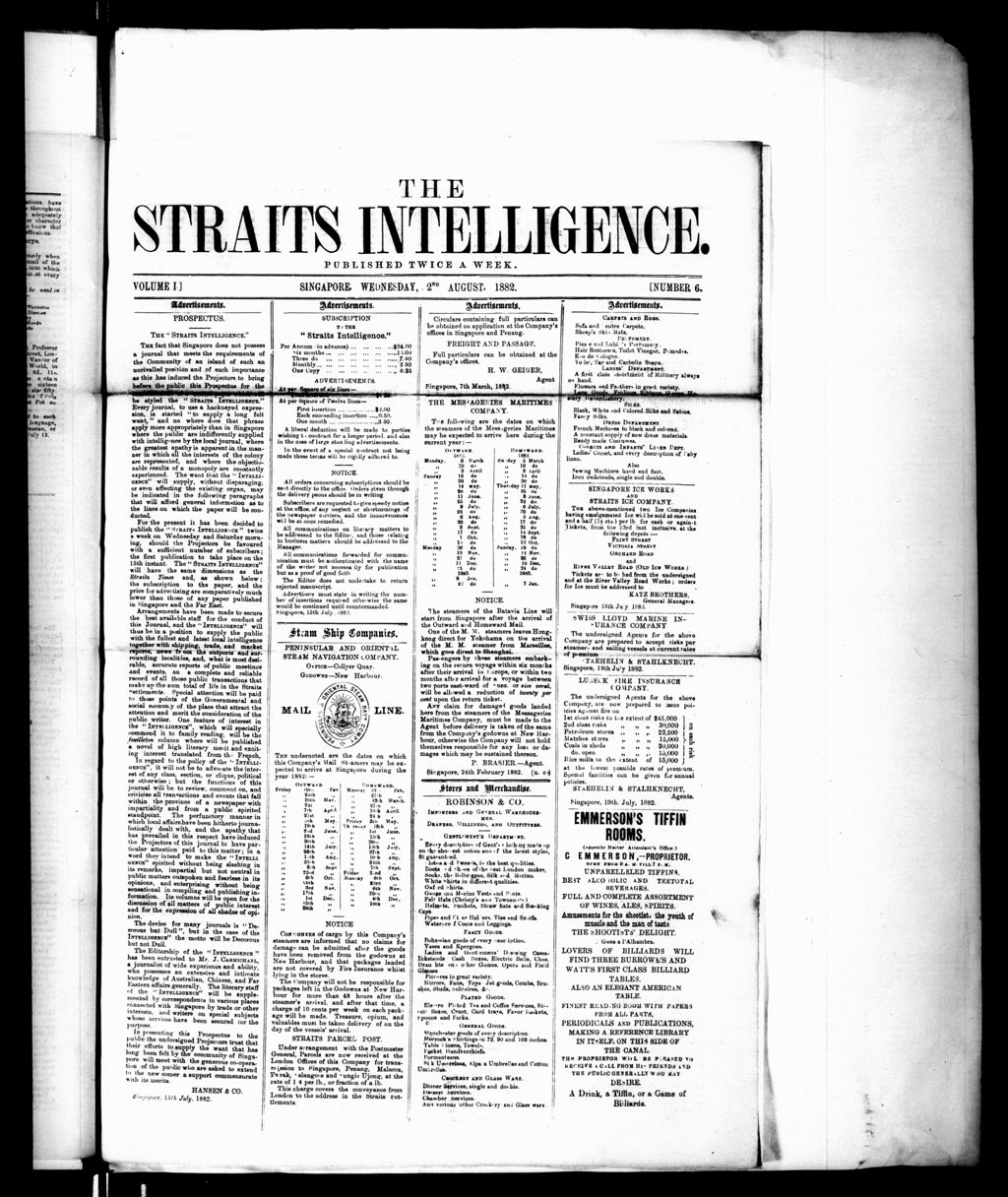 Miniature of Straits Intelligence 02 August 1882