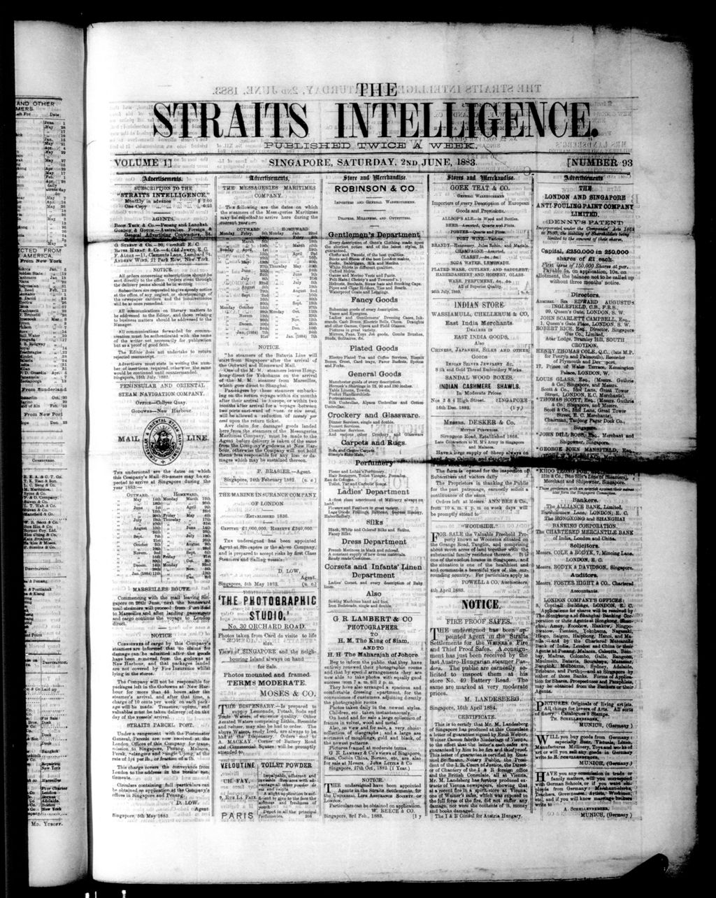 Miniature of Straits Intelligence 02 June 1883