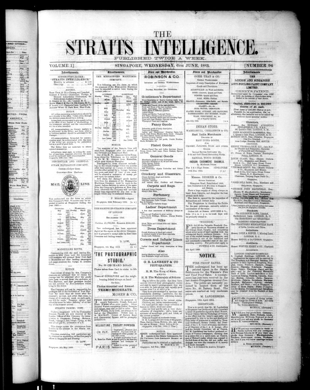 Miniature of Straits Intelligence 06 June 1883