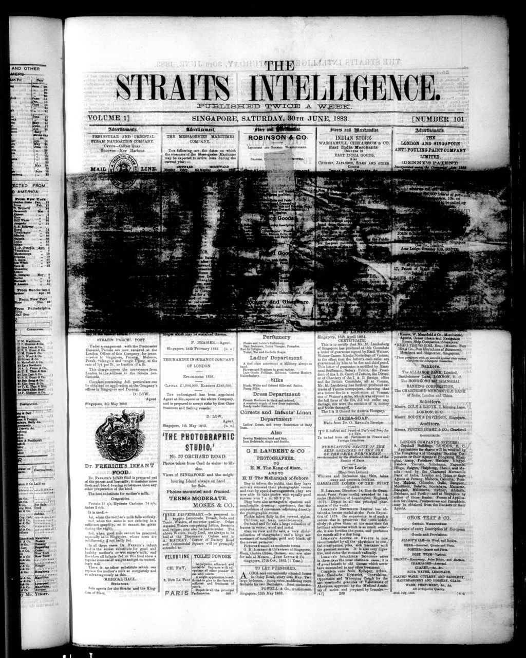 Miniature of Straits Intelligence 30 June 1883