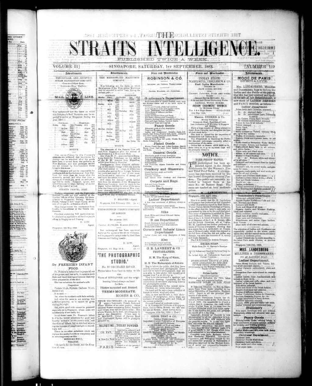 Miniature of Straits Intelligence 01 September 1883