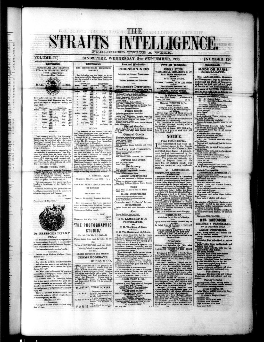 Miniature of Straits Intelligence 05 September 1883