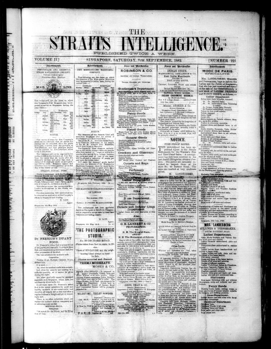 Miniature of Straits Intelligence 08 September 1883