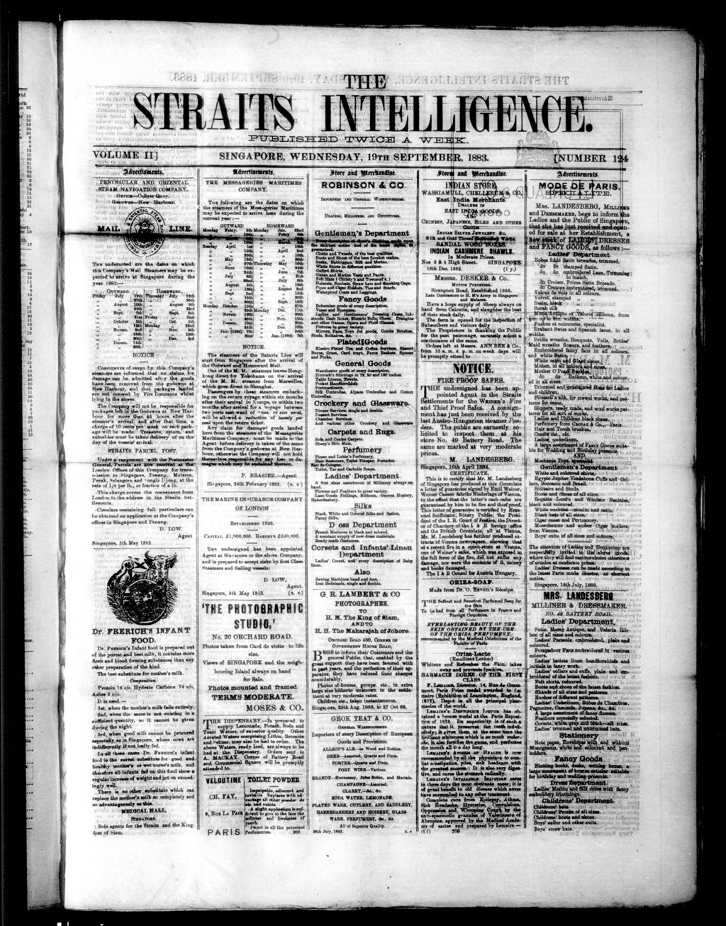 Miniature of Straits Intelligence 19 September 1883