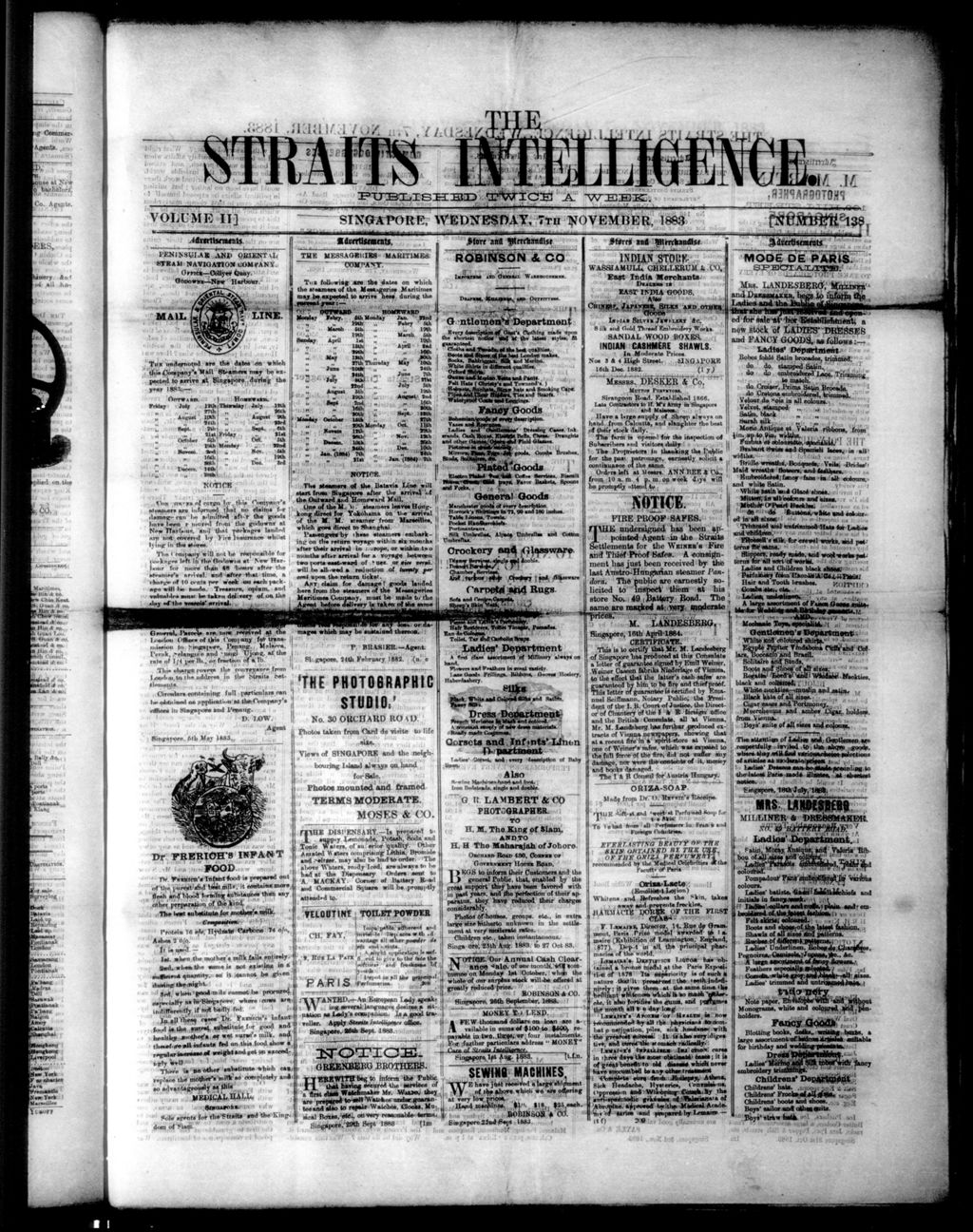 Miniature of Straits Intelligence 07 November 1883