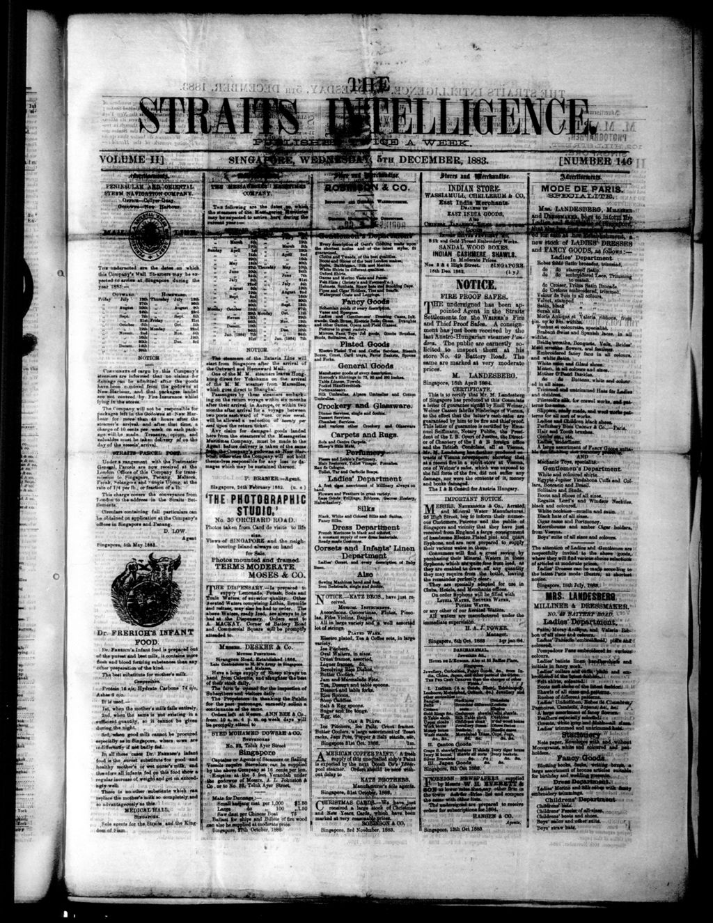 Miniature of Straits Intelligence 05 December 1883