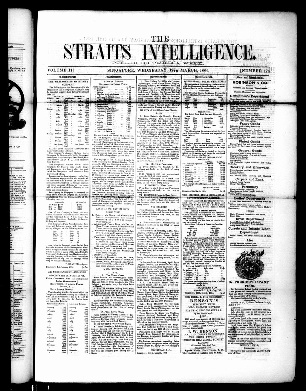 Miniature of Straits Intelligence 12 March 1884