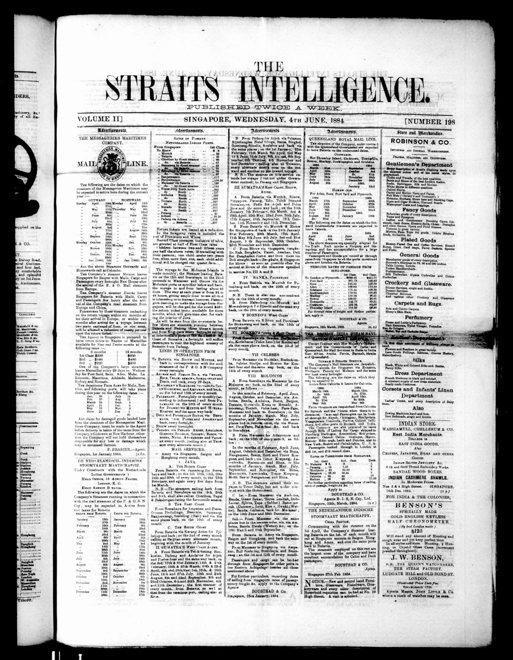 Miniature of Straits Intelligence 04 June 1884