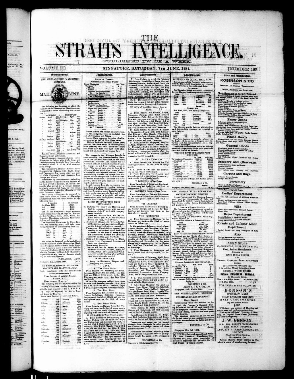 Miniature of Straits Intelligence 07 June 1884