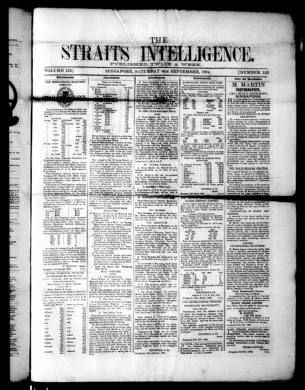 Miniature of Straits Intelligence 06 September 1884