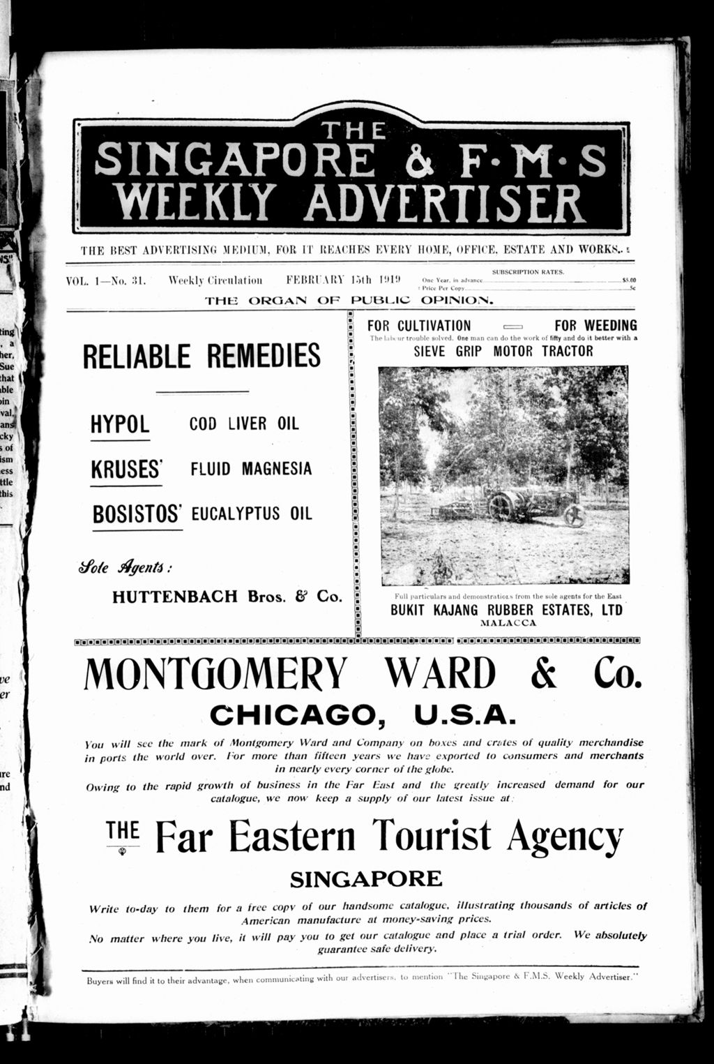 Miniature of Singapore & F.M.S. Weekly Advertiser 15 February 1919