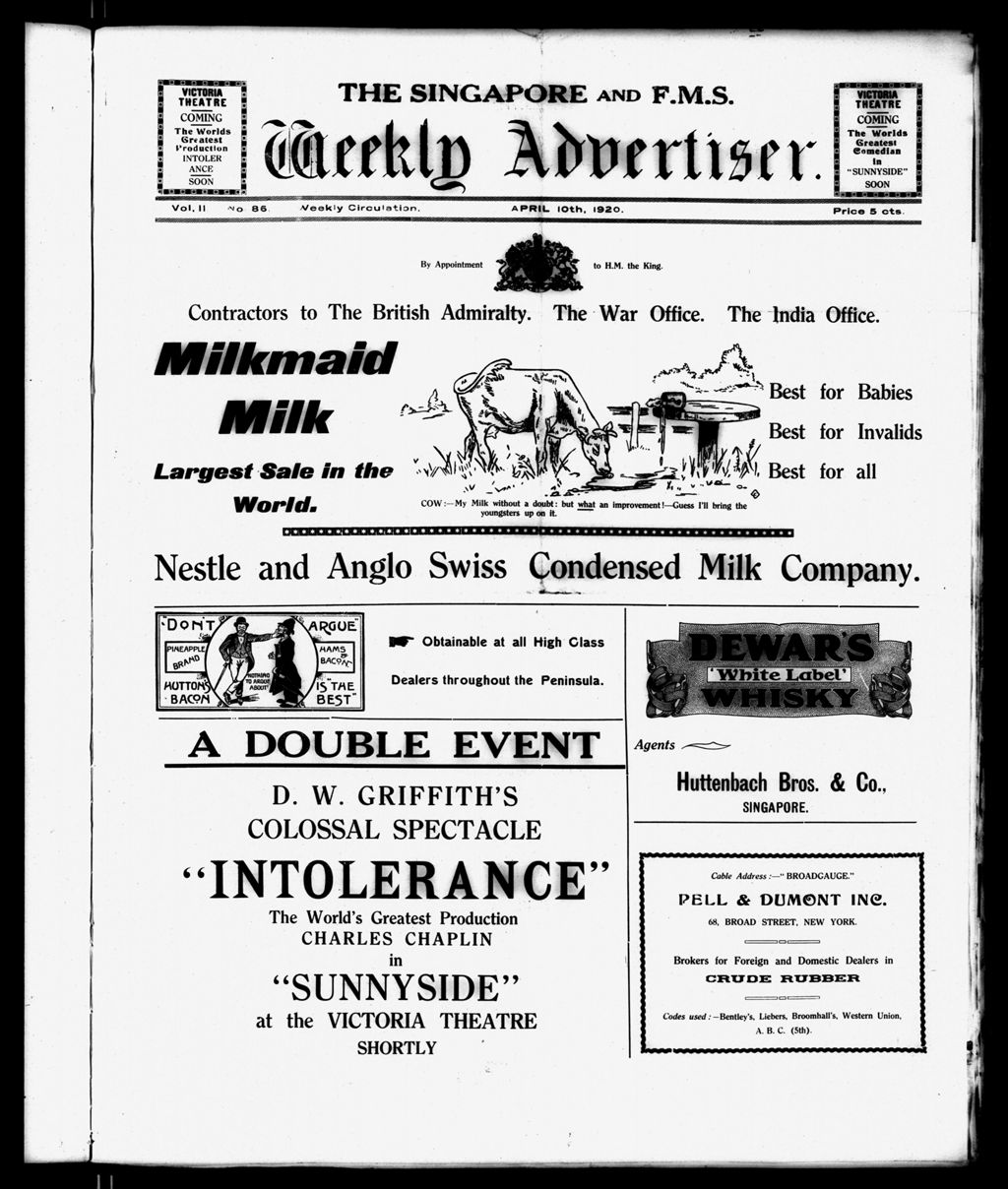 Miniature of Singapore & F.M.S. Weekly Advertiser 10 April 1920