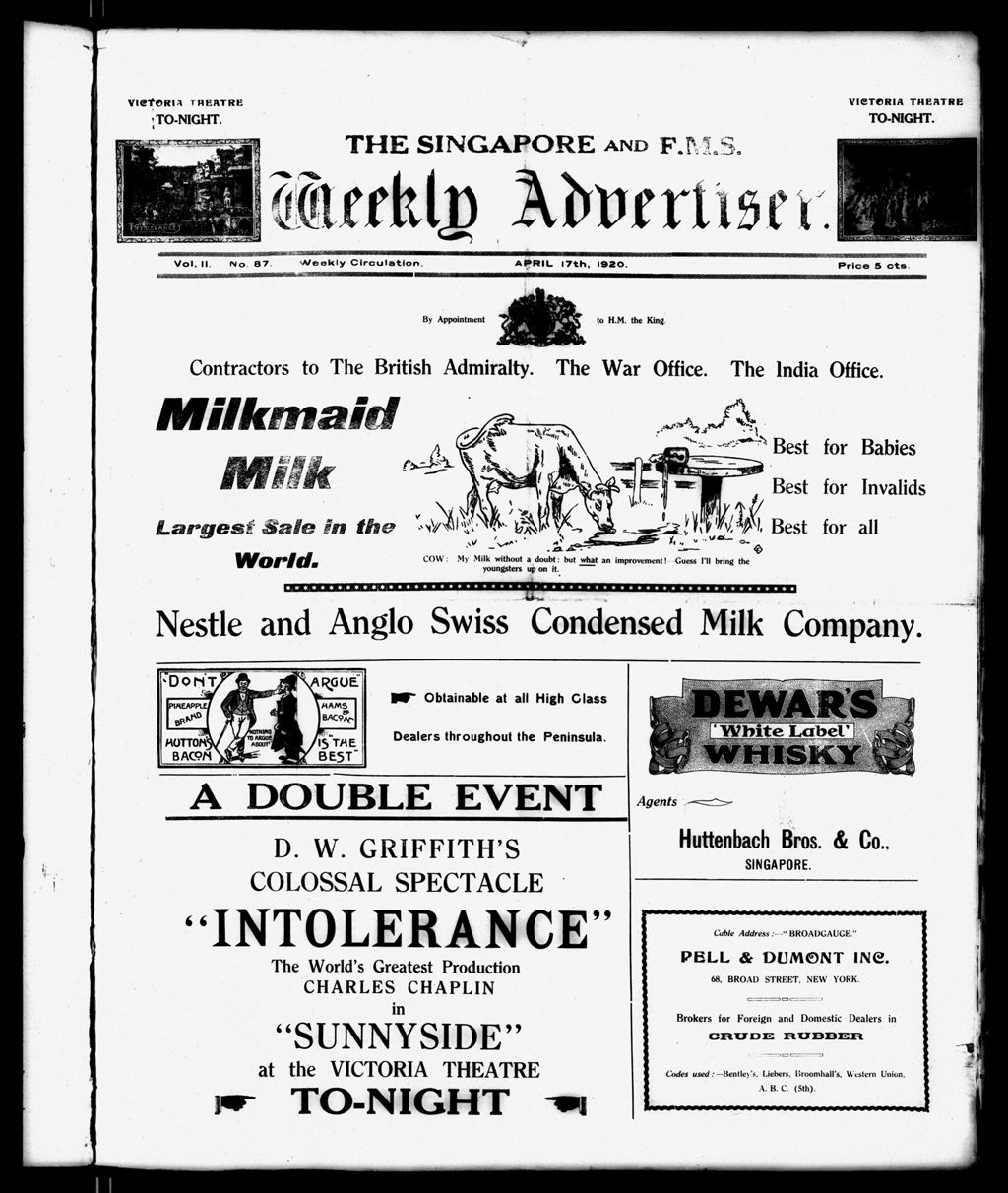 Miniature of Singapore & F.M.S. Weekly Advertiser 17 April 1920