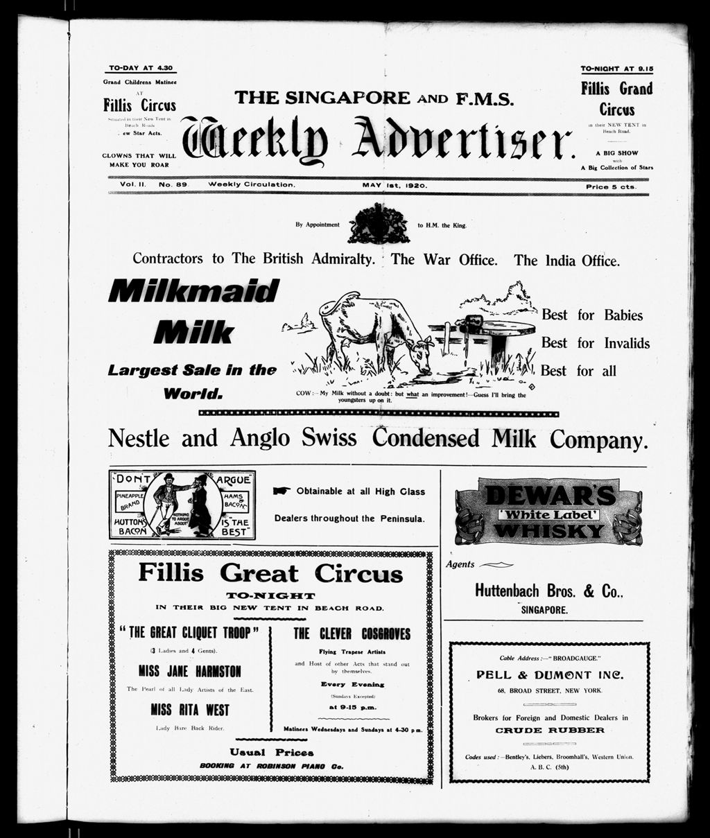 Miniature of Singapore & F.M.S. Weekly Advertiser 01 May 1920