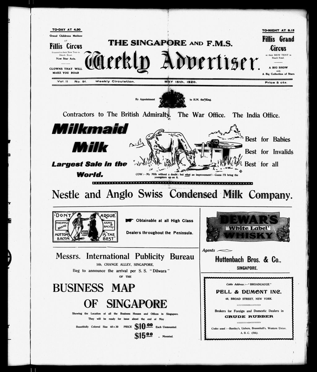 Miniature of Singapore & F.M.S. Weekly Advertiser 15 May 1920