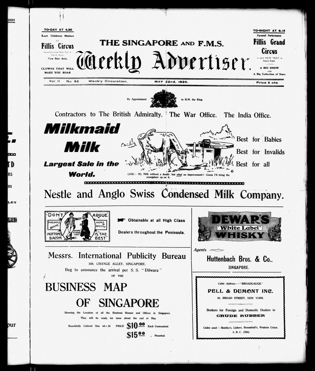 Miniature of Singapore & F.M.S. Weekly Advertiser 22 May 1920