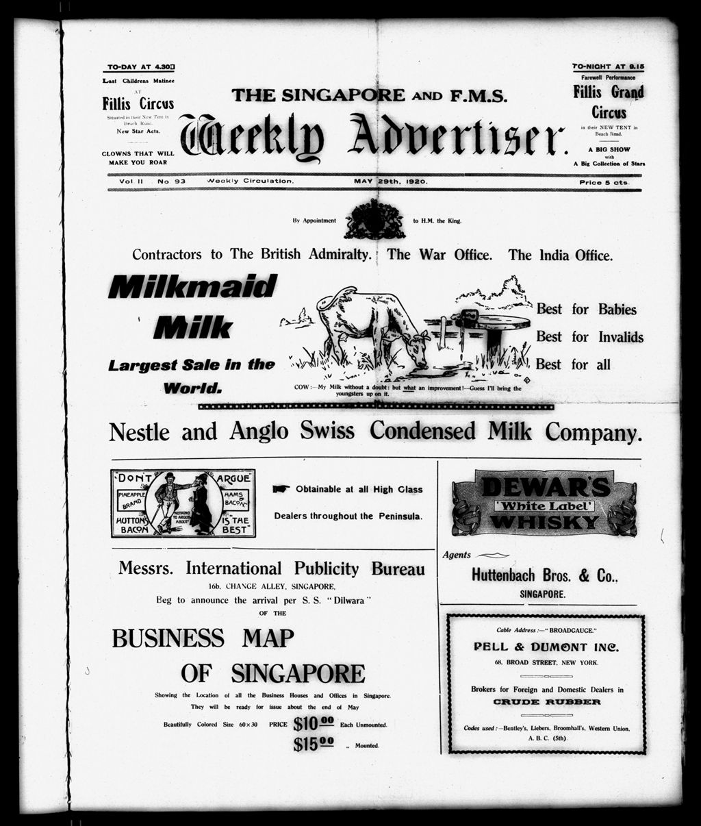 Miniature of Singapore & F.M.S. Weekly Advertiser 29 May 1920