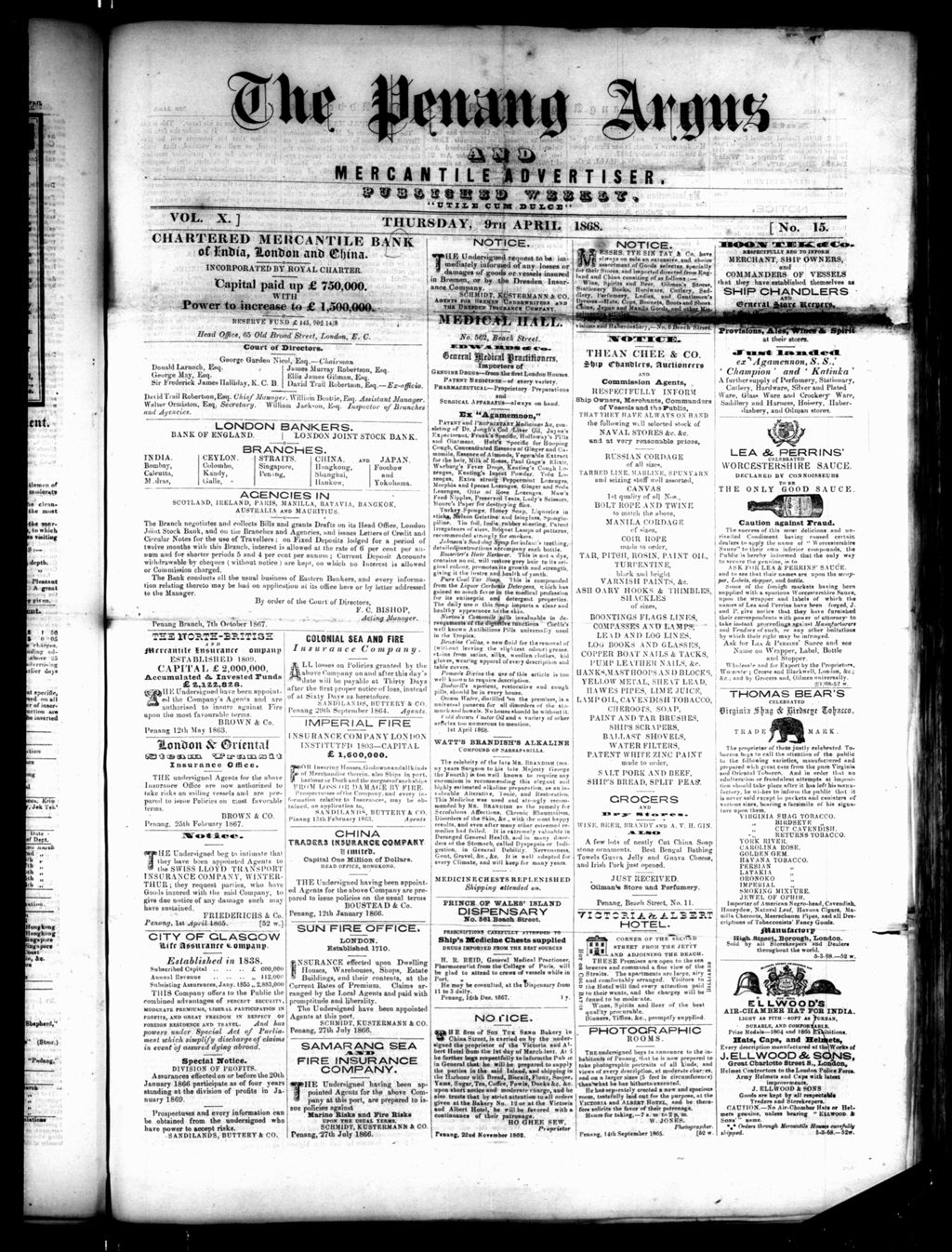 Miniature of Penang Guardian and Mercantile Advertiser 09 April 1868