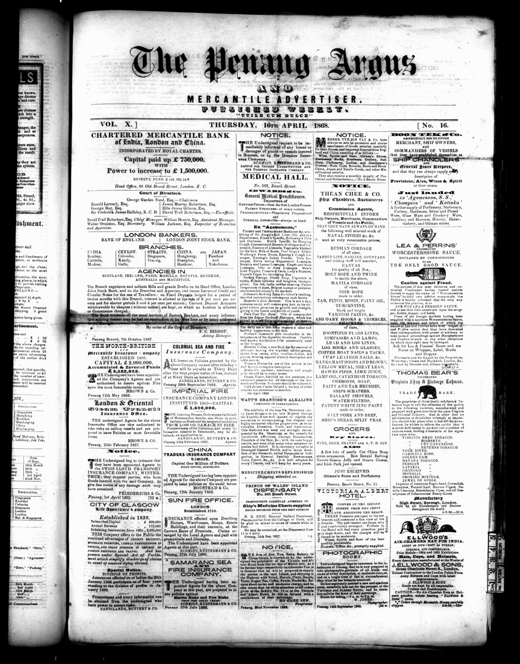 Miniature of Penang Guardian and Mercantile Advertiser 16 April 1868