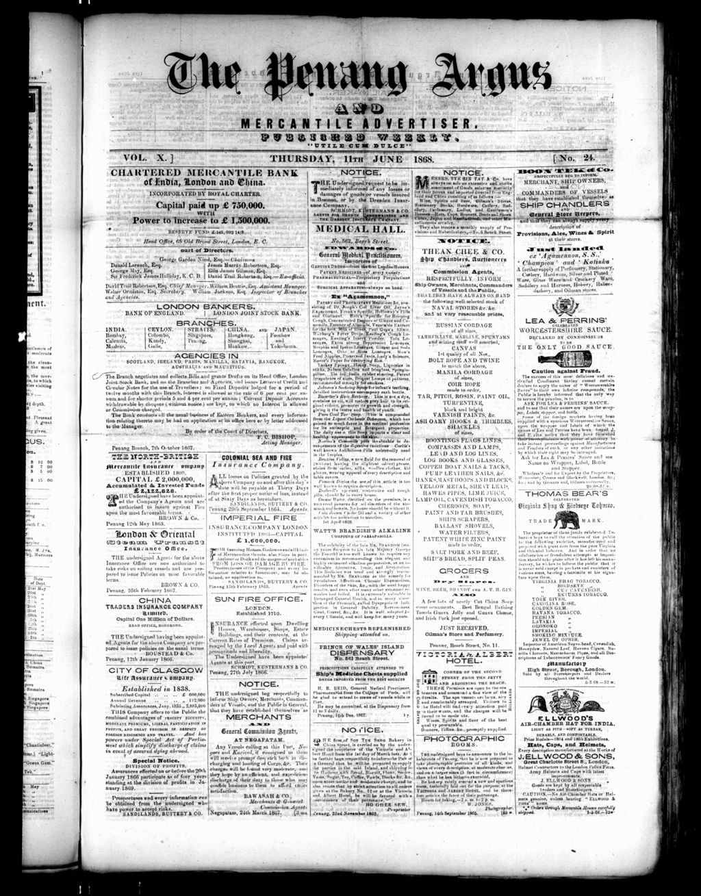 Miniature of Penang Guardian and Mercantile Advertiser 11 June 1868