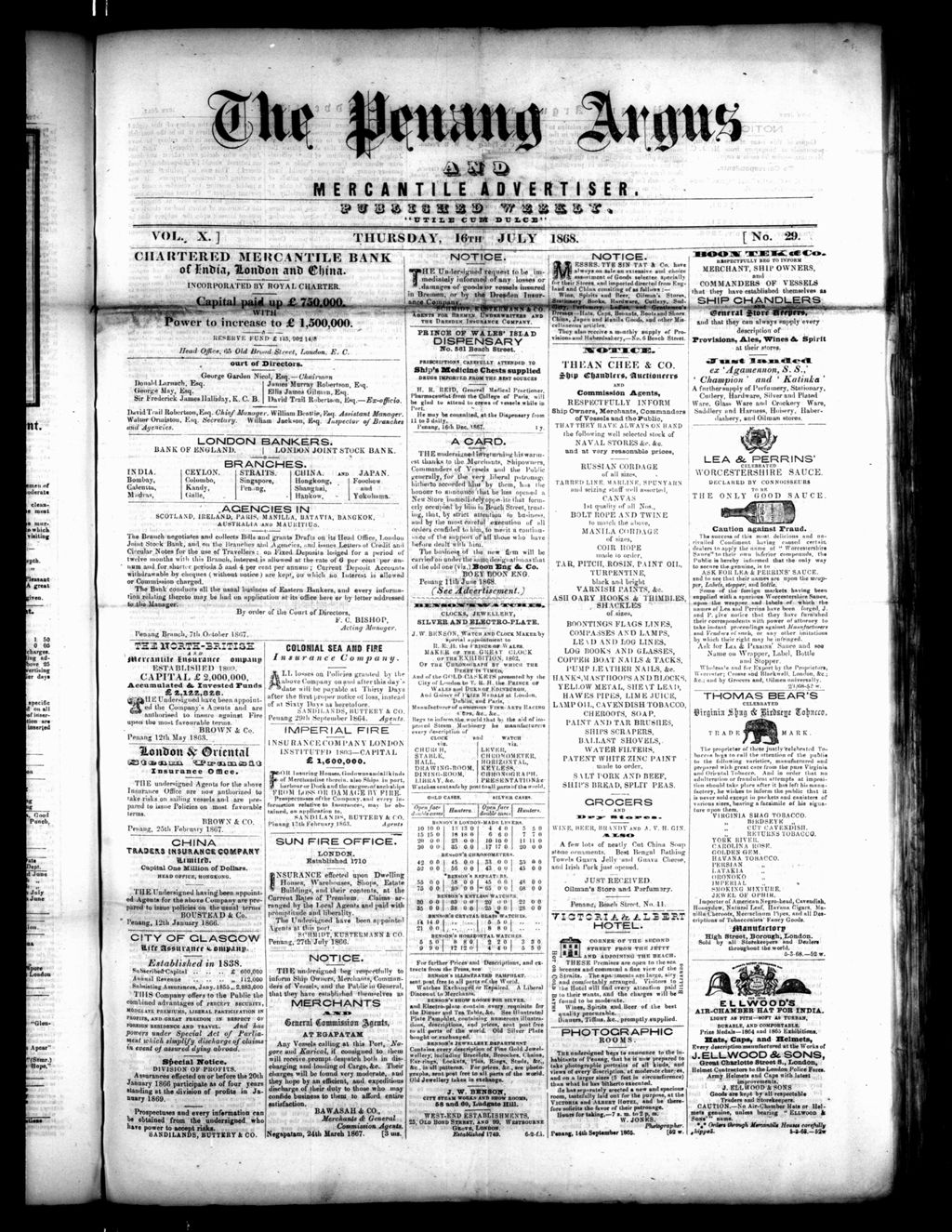 Miniature of Penang Guardian and Mercantile Advertiser 16 July 1868