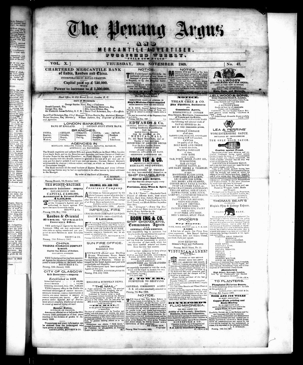 Miniature of Penang Guardian and Mercantile Advertiser 19 November 1868