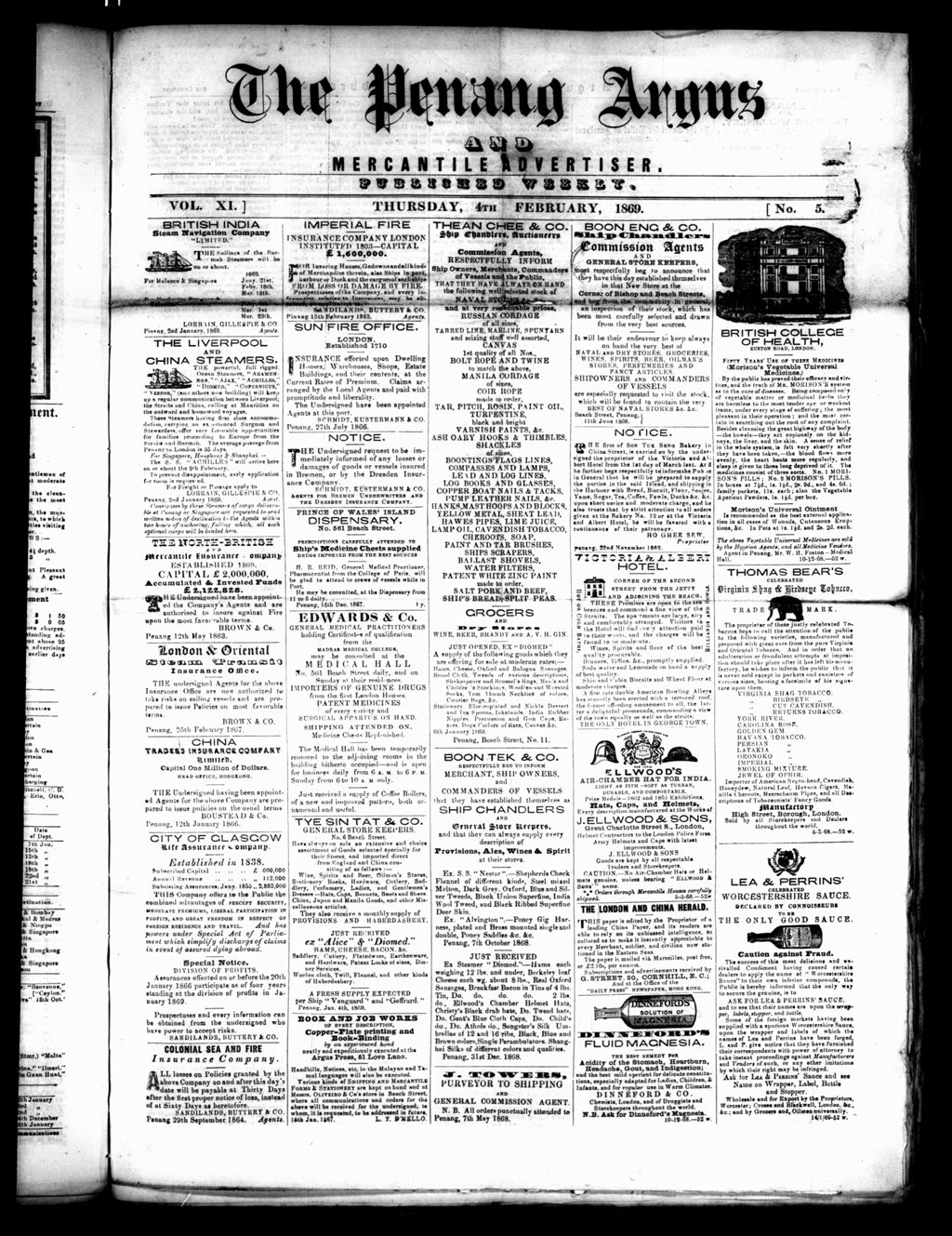 Miniature of Penang Guardian and Mercantile Advertiser 04 February 1869