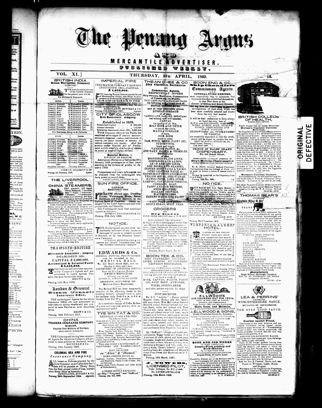 Miniature of Penang Guardian and Mercantile Advertiser 08 April 1869