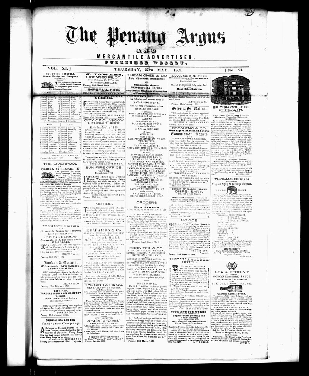 Miniature of Penang Guardian and Mercantile Advertiser 27 May 1869