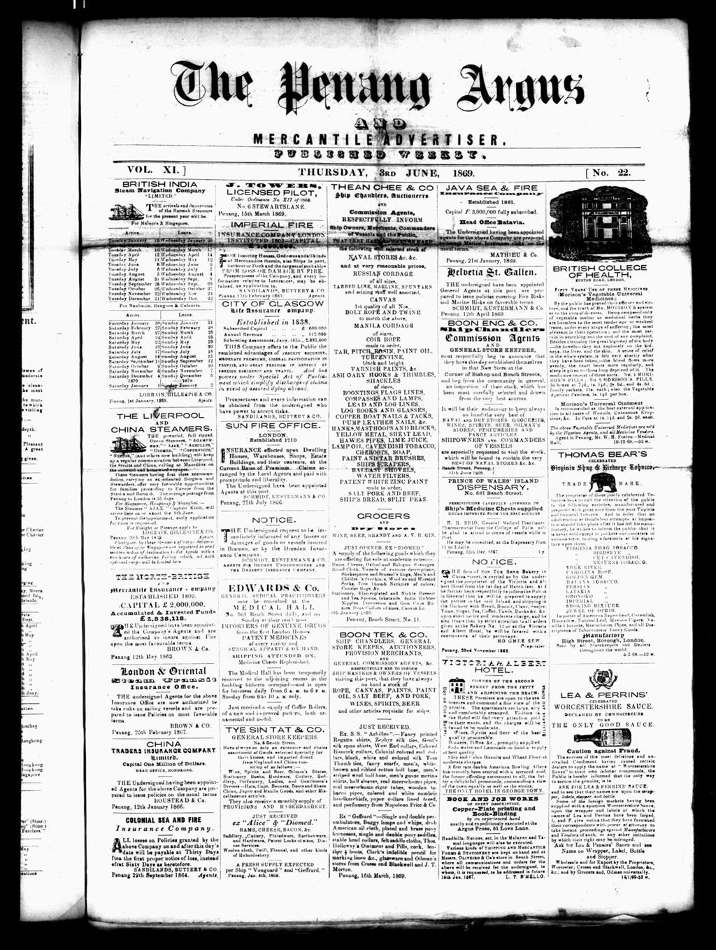 Miniature of Penang Guardian and Mercantile Advertiser 03 June 1869