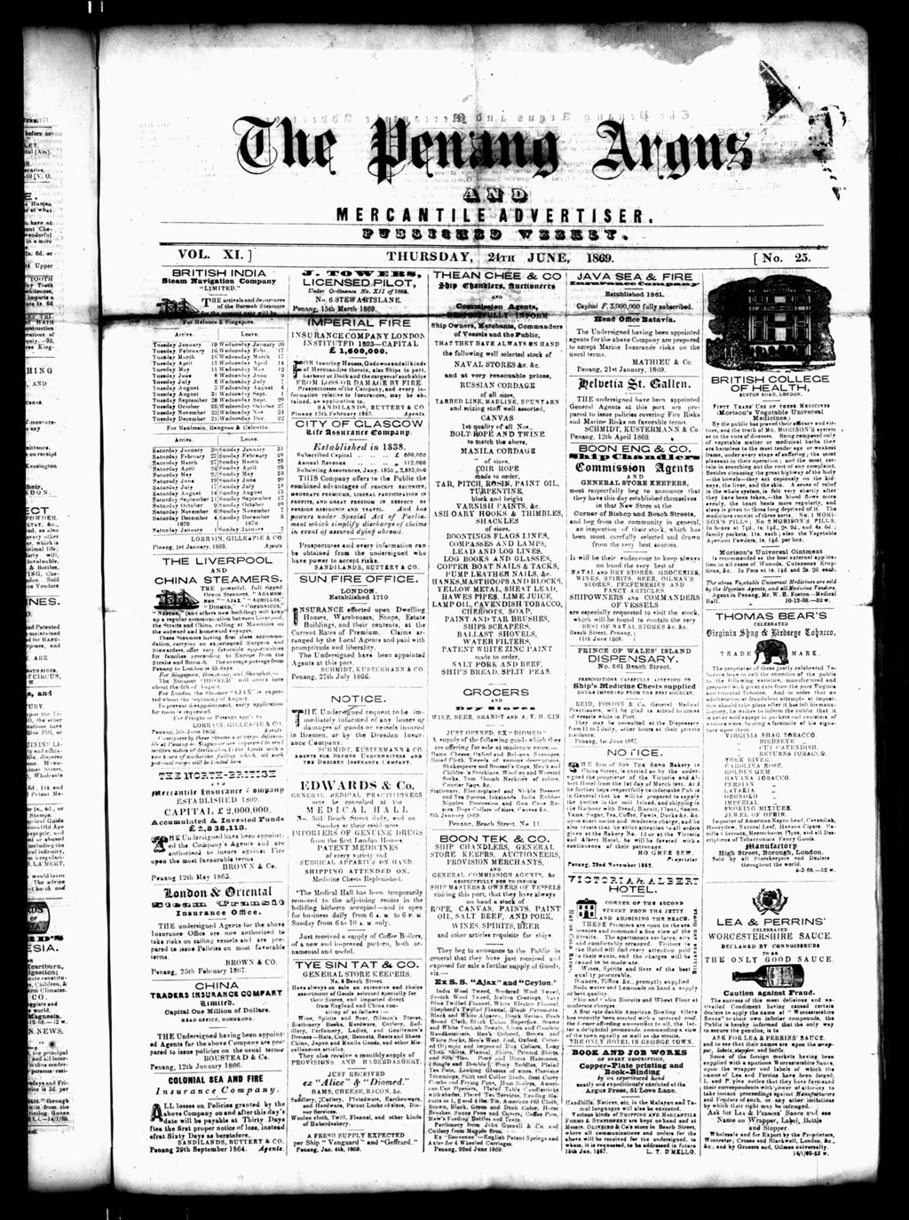 Miniature of Penang Guardian and Mercantile Advertiser 24 June 1869