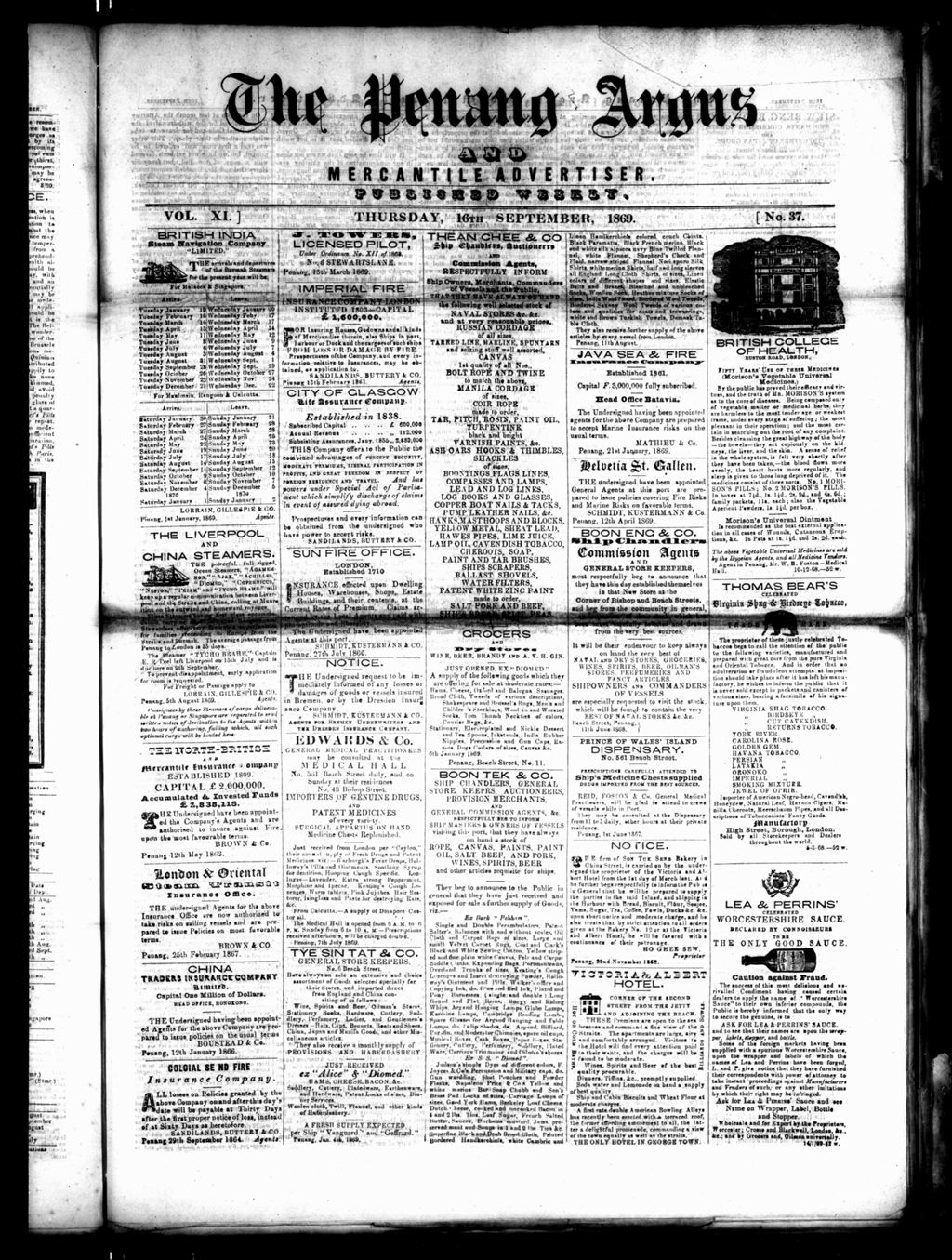 Miniature of Penang Guardian and Mercantile Advertiser 16 September 1869