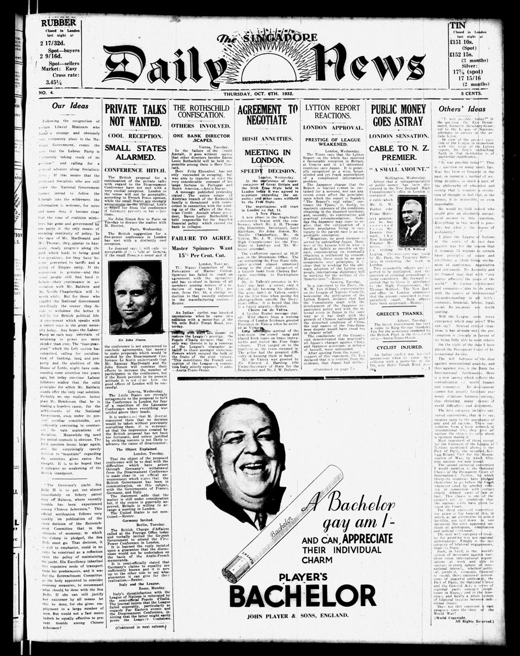 Miniature of Singapore Daily News 06 October 1932