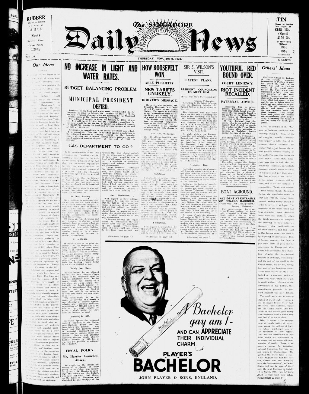 Miniature of Singapore Daily News 10 November 1932