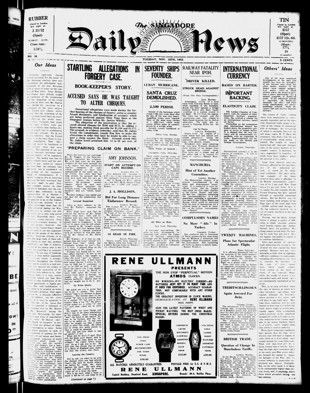 Miniature of Singapore Daily News 15 November 1932